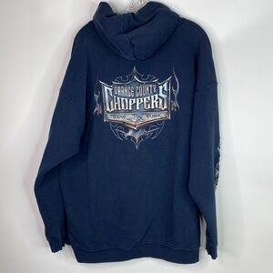 Vintage Orange County Choppers Blue Hooded Sweatshirt Y2K 90s XL